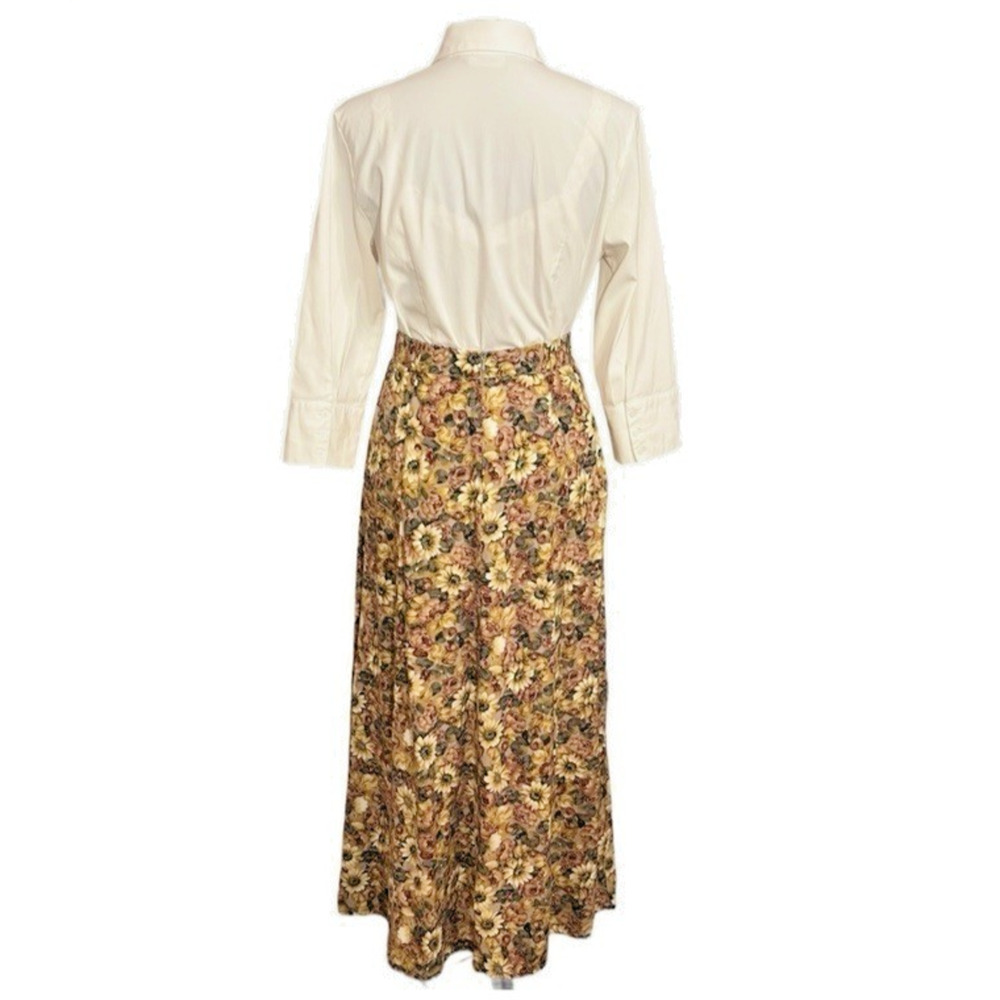 Vintage 90s Express Floral Maxi Skirt S Button Front Elastic Waist Fairy Grunge - Picture 8 of 11